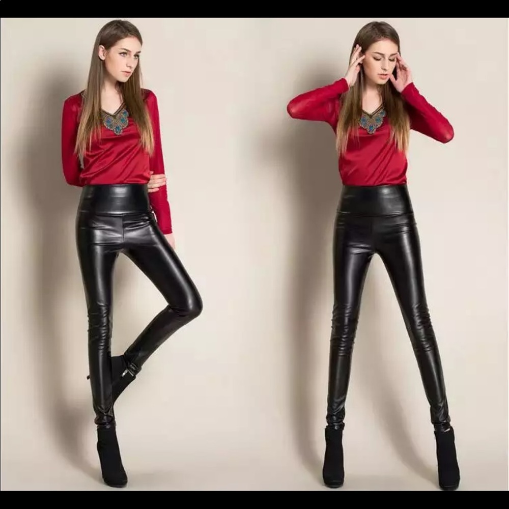 ladies legging Leather high waist stretch Paints